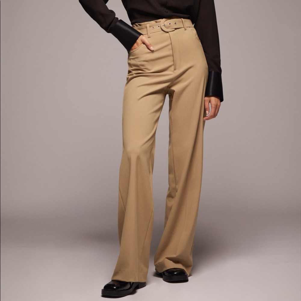 Wide leg belted pants